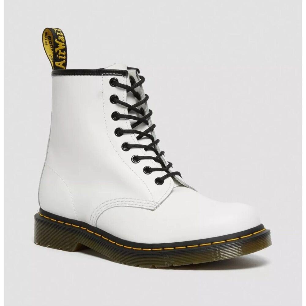 $170 NEW Dr Martens 1460 Women Size 7 Zavala Lace Up White Leather Combat Boots